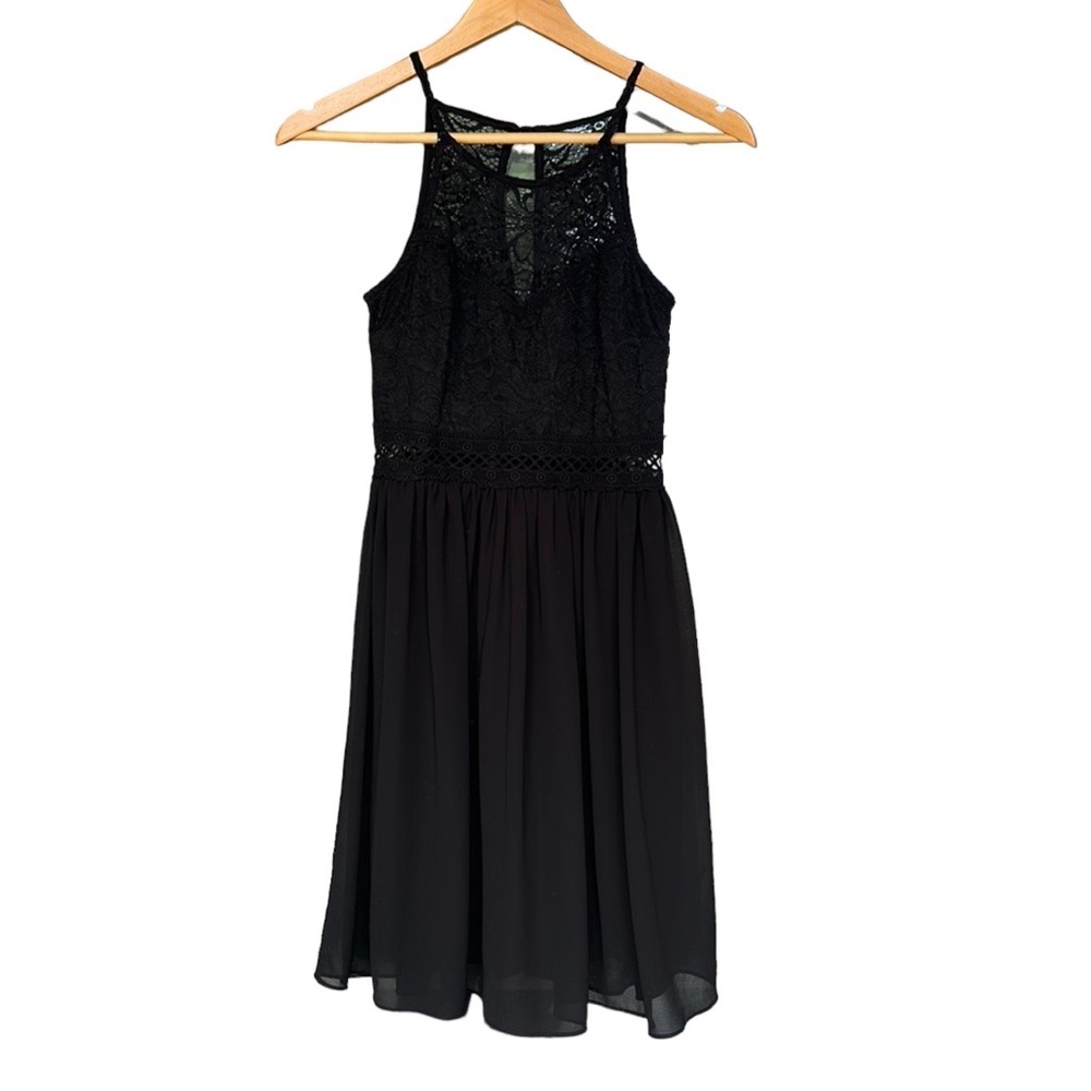 By & By Black Lace Fit & Flare Dress | Strappy Back Keyhole | Juniors 3